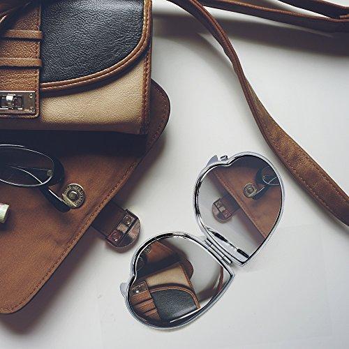 Ganz Ganz Compact Purse Mirror with Dual View, Monogram I in Center of Heart-Shape Metal Case.