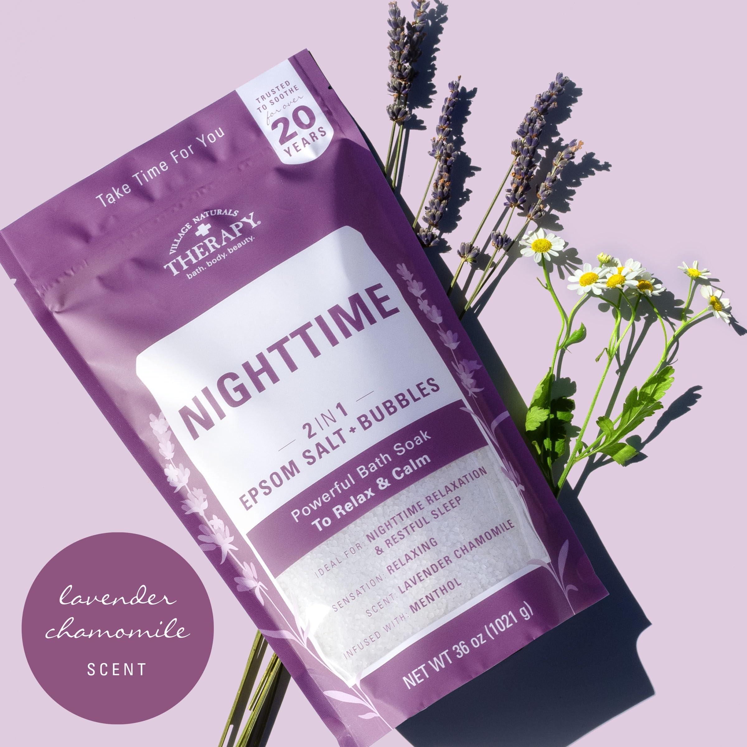 Village Naturals Therapy Village Naturals Therapy, Nighttime Foaming Epsom Soak, 36 Oz, Pack of 3