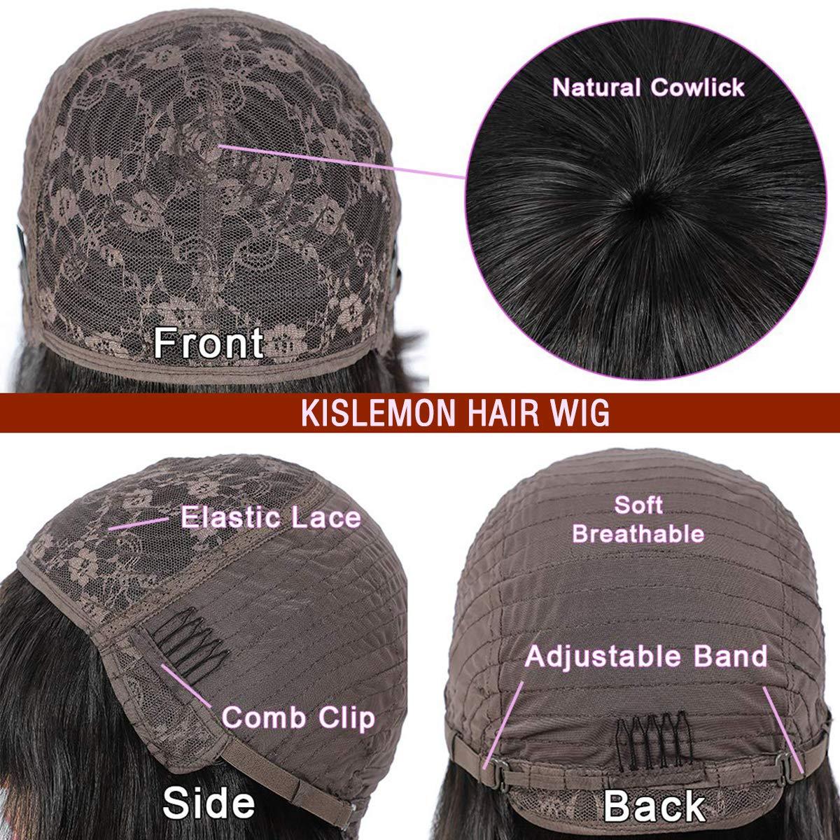 Kislemon Burgundy Wig Human Hair Red Wigs with Bangs Brazilian Virgin Straight Wig with Bangs Full Machine Made None Lace Front Wigs For Black Women 16 Inch