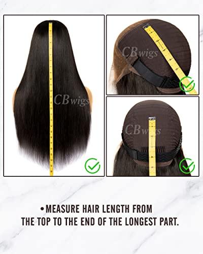 CBWIGS Cbwigs Brazilian Remy Natural Straight 360 Lace Frontal Wig Human Hair with Pre-Plucked Hairline (18 inch 160% Density, Natural Black)