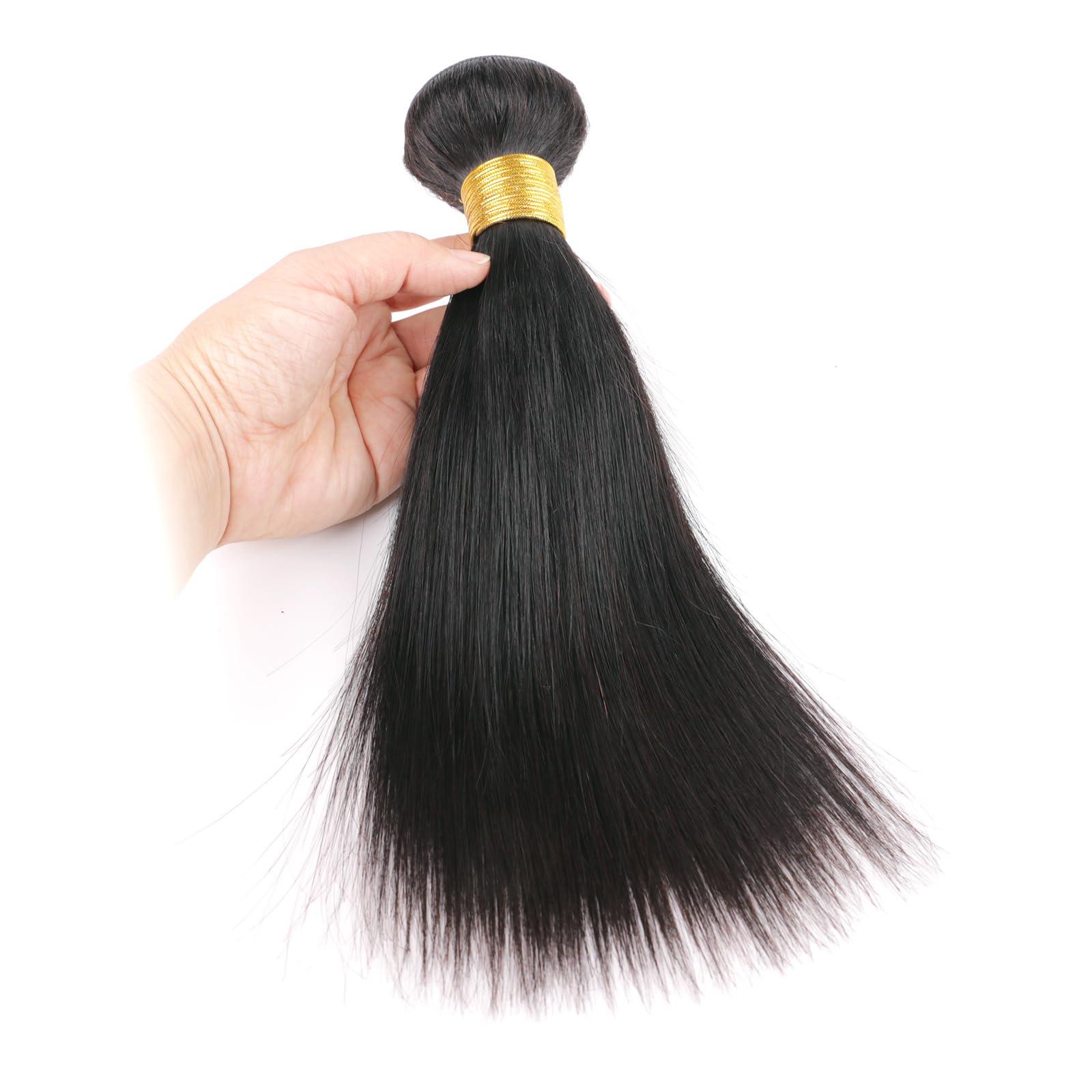 huarisi huarisi Straight Human Hair Bundles For Black Women Brazilian 8 Inch Bundles Human Hair Single 100% Unprocessed Virgin Weave Bundles Human Hair Raw Remy Hair Bundles Natural Black
