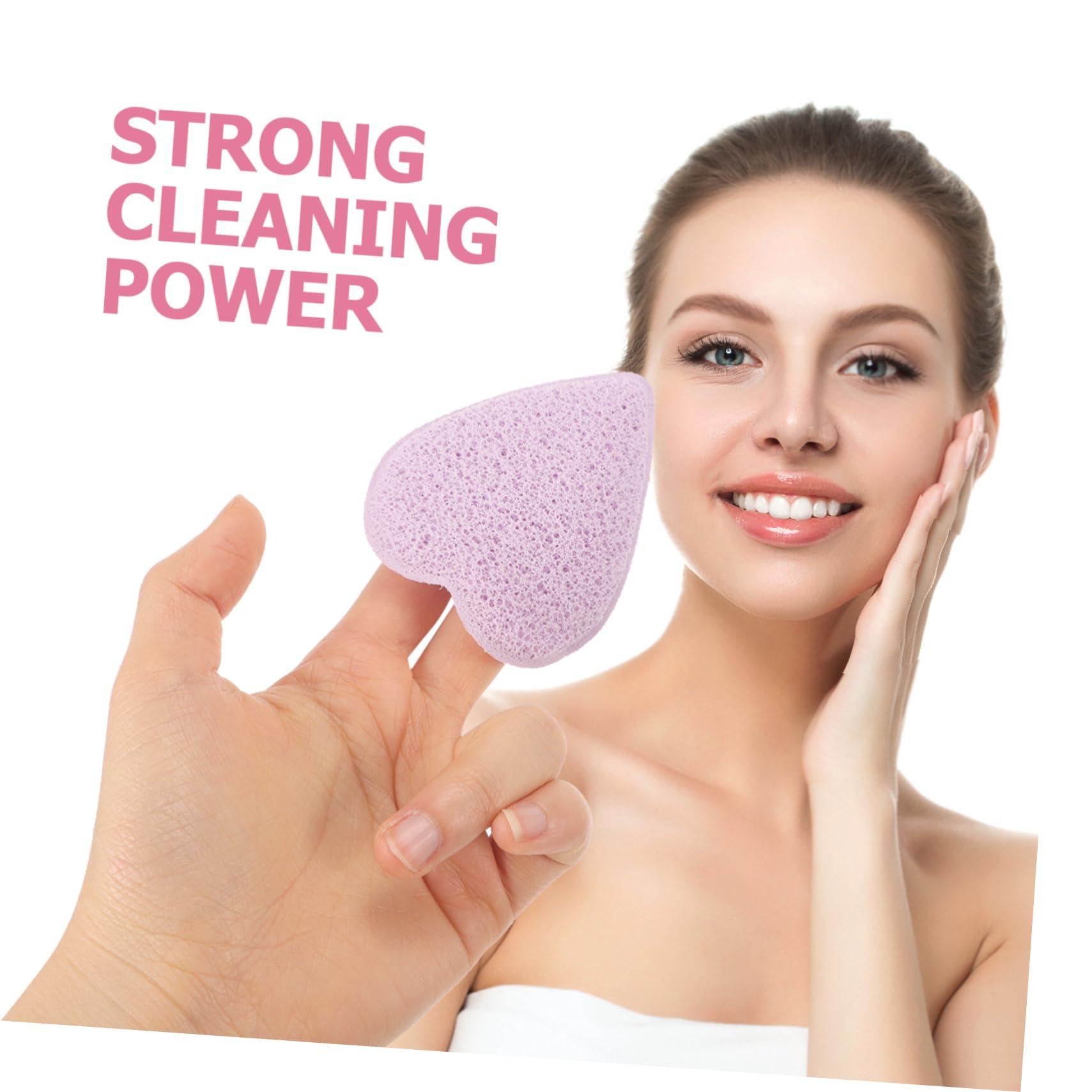 HAKIDZEL HAKIDZEL Face Wash Heart Shaped Face Sponges for Cleansing & Exfoliating Facial Sponges Facial Cleansing Sponge Face Sponge for Washing Face Sponges for Facials Natural Purple Tool