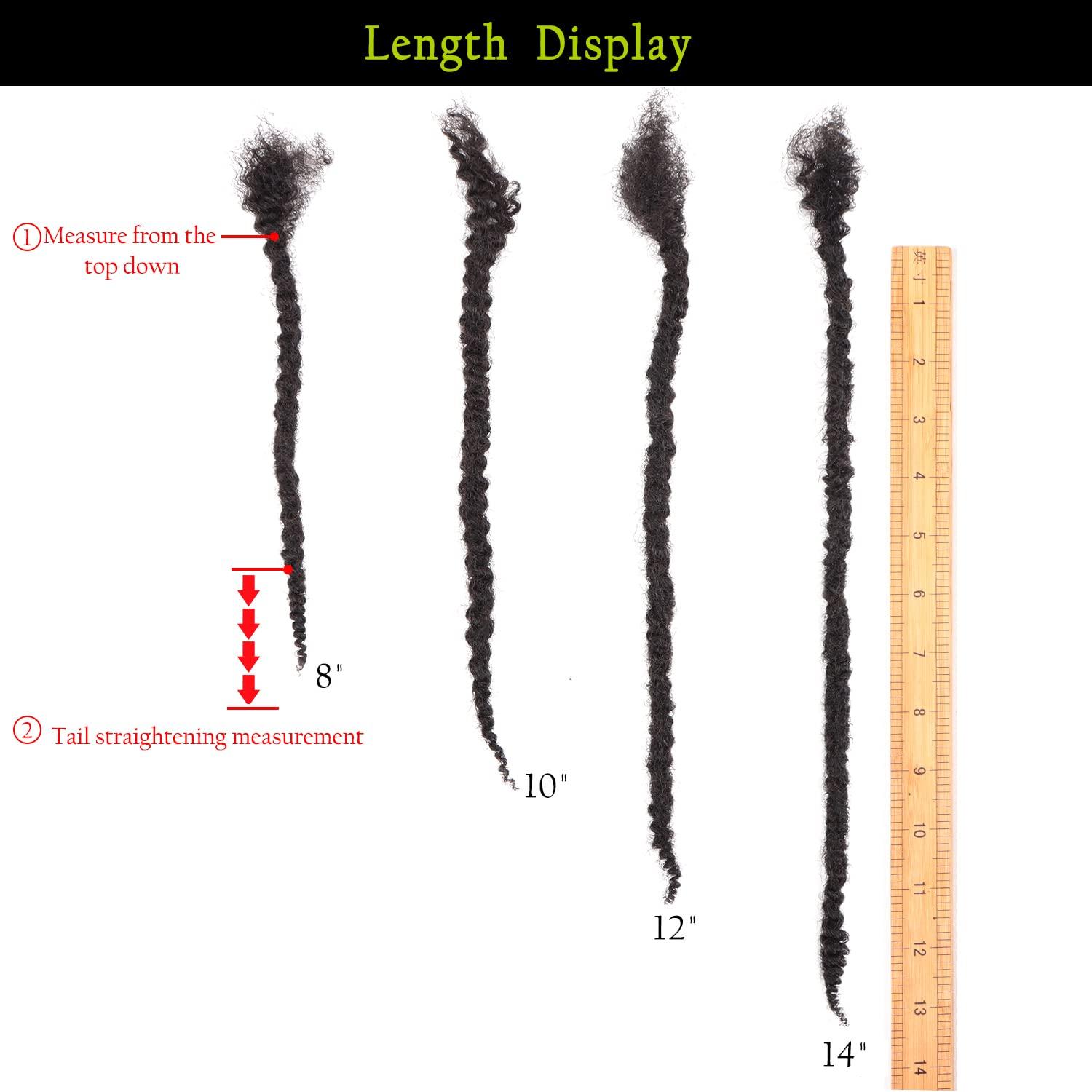 Orientfashion Orientfashion Textured Loc Extensions Human Hair 8-16inch 0.4cm 0.6cm And 0.8cm Dreadlocks Handmade Permanent Locs Extensions Can Be Dyed Bleached Curled (12 Inch 30strands, 0.6cm Natural black)