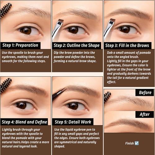 Fillwie Dark Brown Eyebrow Pomade, Eye Brow Wax for Women, Long lasting Smudge proof Ideal, for Precision Eyeliner and Brow Definitio