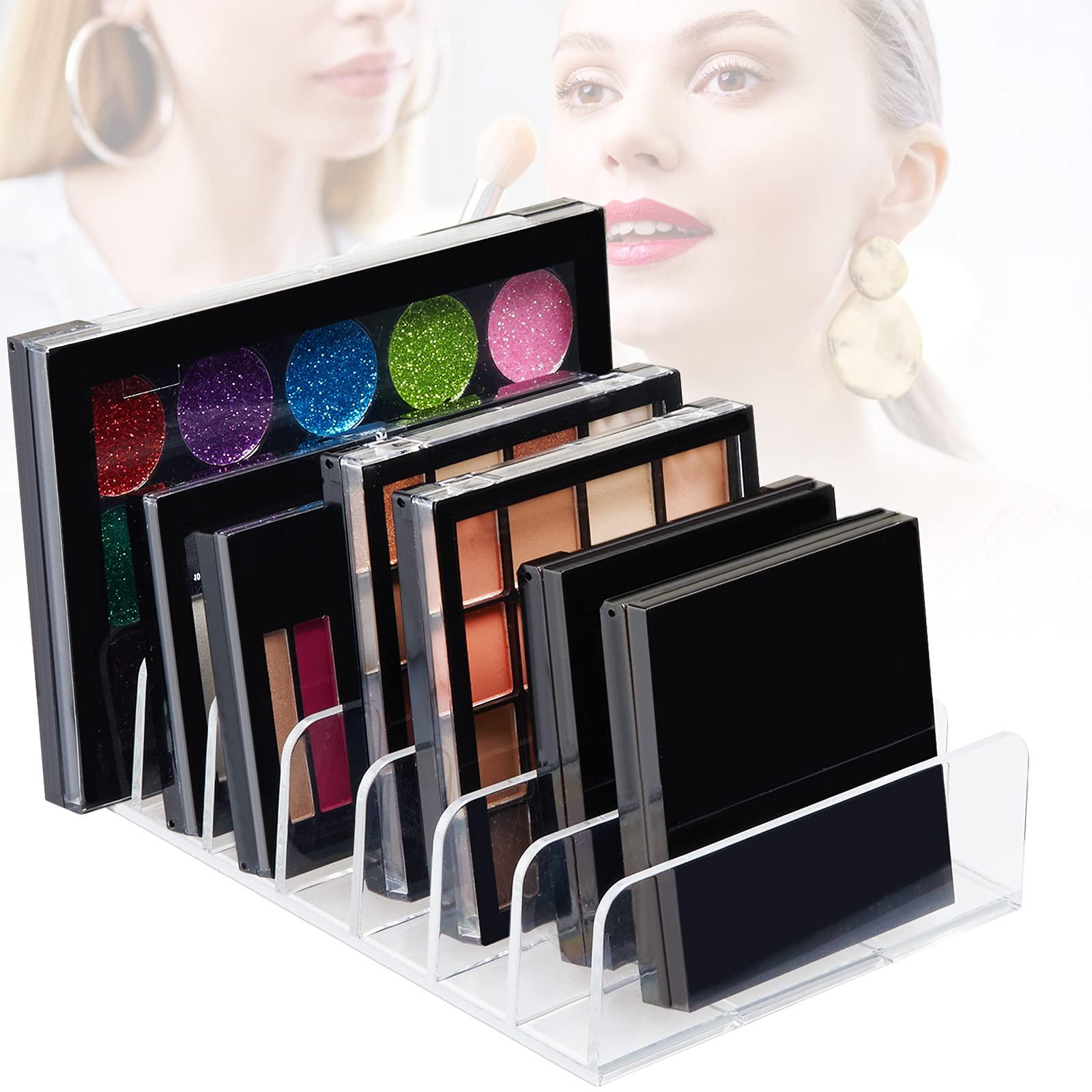 Croudoa Eyeshadow Palette Organizer,Acrylic Clear Makeup Palette Organizer for Bathroom Countertops,Vanities,7 Sectons Makeup Pllet Organizer,Cosmetics Storage Solution for Eyeshadow Palette Contour Kit
