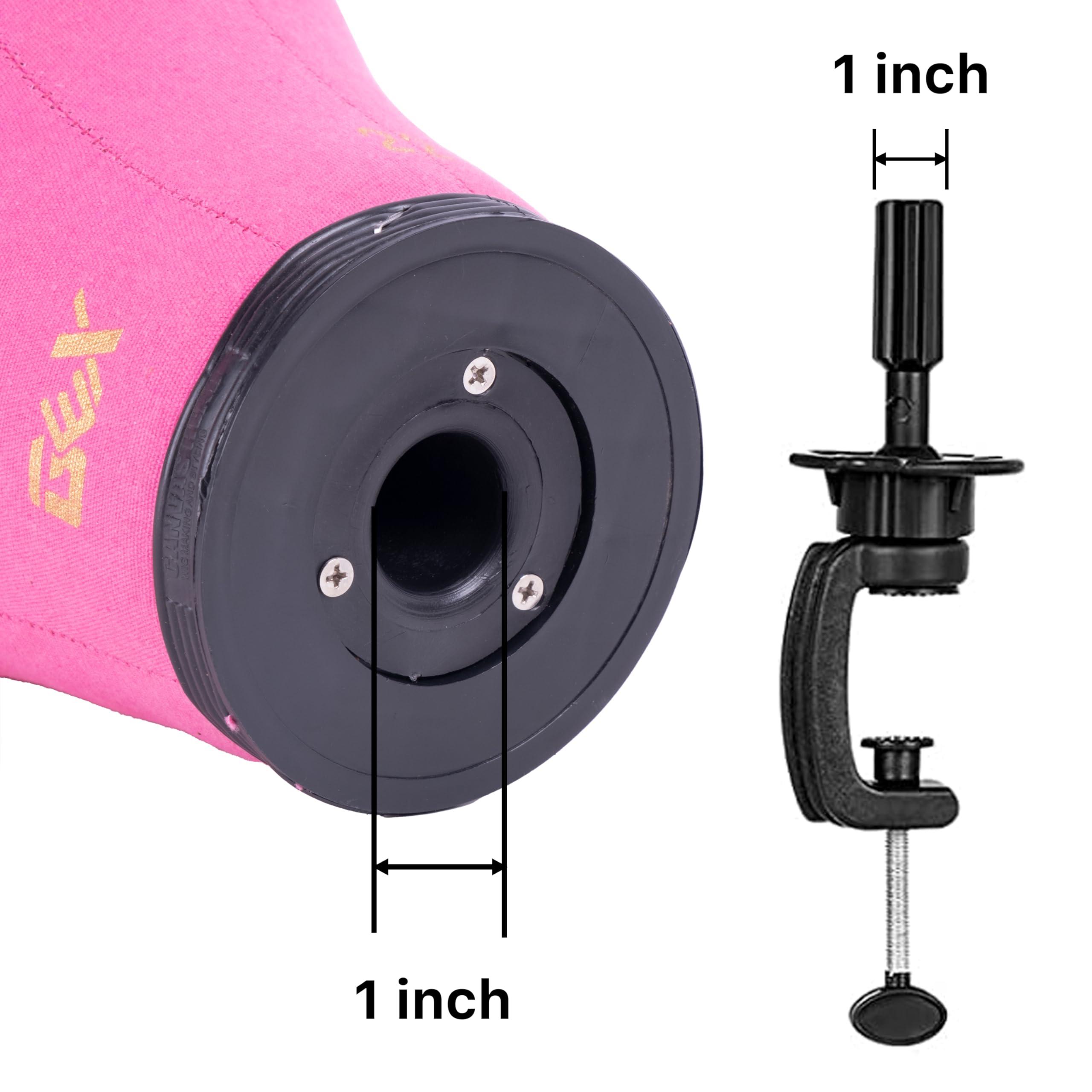 GEXWORLDWIDE GEX 20\"-24\" Canvas Cork Wig Block Mannequin Head for Wig Making Drying Styling Display with Table C Clamp Stand Holder (Rosy 20\")