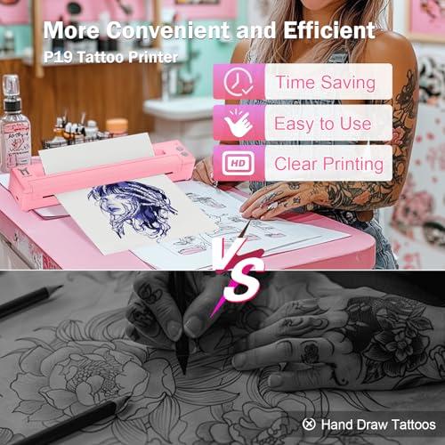 TATOPRT TATOPRT P19 Wireless Tattoo Stencil Printer Bluetooth Thermal Temporary Tattoo Transfer Printer Machine Kit for Tattoo Artists & Beginners