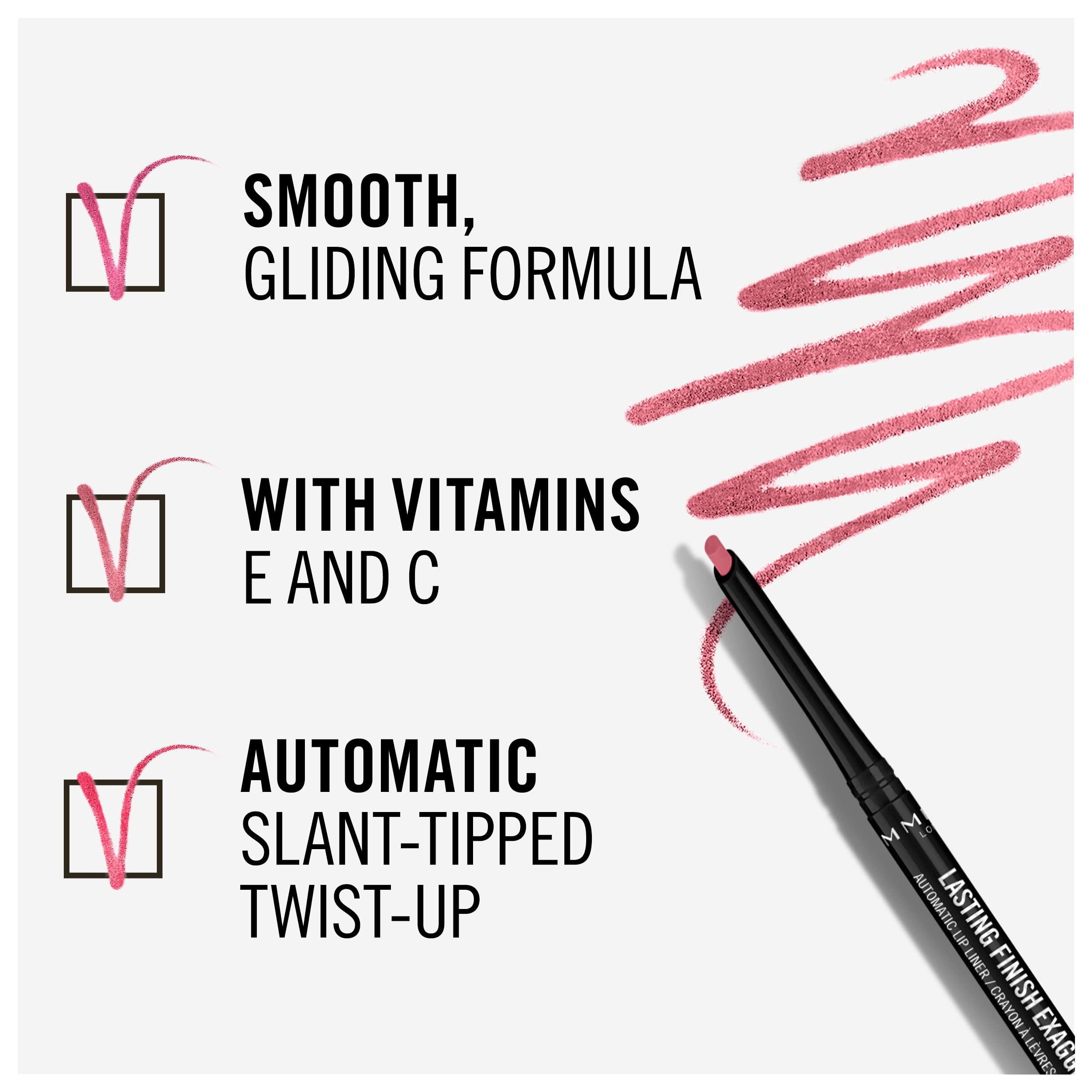 Rimmel Lasting Finish Exaggerate Automatic Lip Liner, 63 Eastend Pink, Shelf Pack of 3