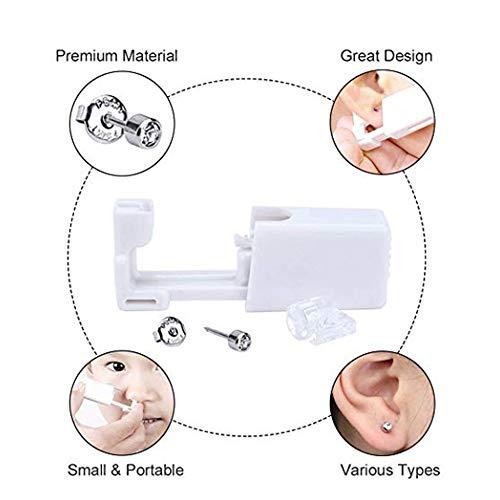 CHUANCI CHUANCI Pair Disposable Sterile Ear Piercing Unit Cartilage Tragus Helix Piercing Gun NO Pain Piercer Tool Machine Kit Stud Choose Design (Pair 450,Silver Star)
