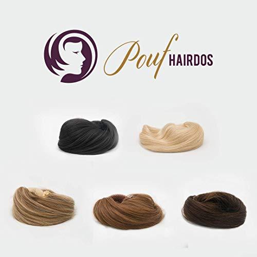 Pouf Hairdos Pouf Hairdos Skinny Bun Human Hair Extension Hairpiece for Elegant and Effortless Bun, Readymade women with thin short hair, Updo Pieces any occasions (Human Black)