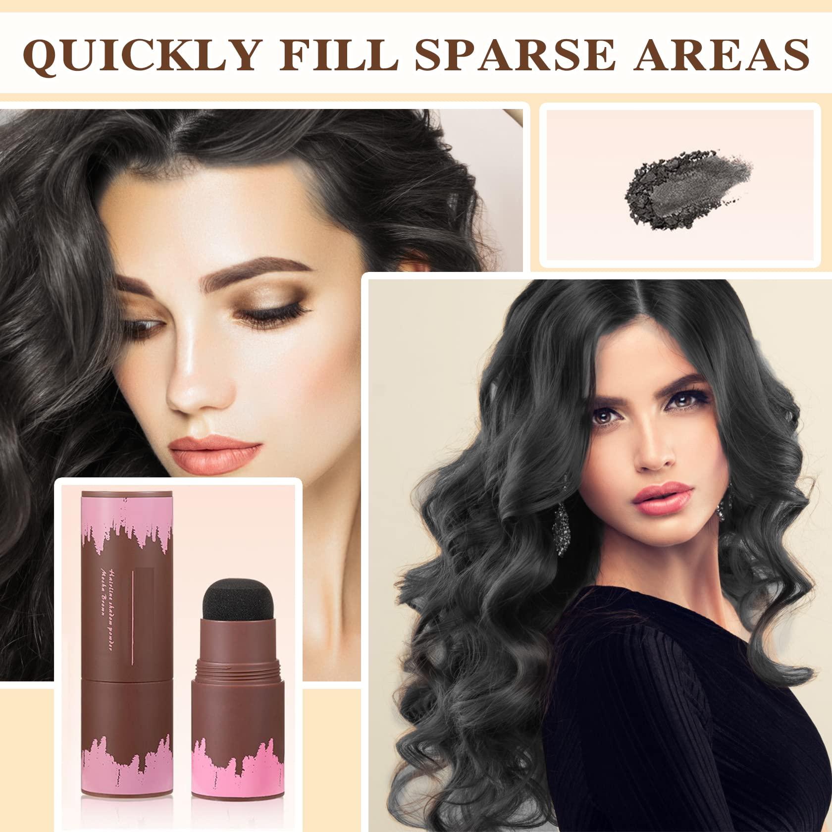 Fusang Hairline Powder Stick,Waterproof Hair Filler Powder for Women,Easy to Use,Pigmented Long Lasting Hair Shading Sponge Pen Root Hair Touch Cover Up Hair-line Shadow Makeup Powder(Black)