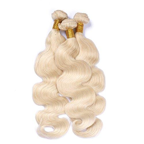 Tony beauty hair Tony Beauty Hair Russian Virgin Human Hair Bundles 3Pcs Blonde #613 Body Wave Wavy Hair Weaves Blonde Hair Extensions (16inch 16inch 16inch)