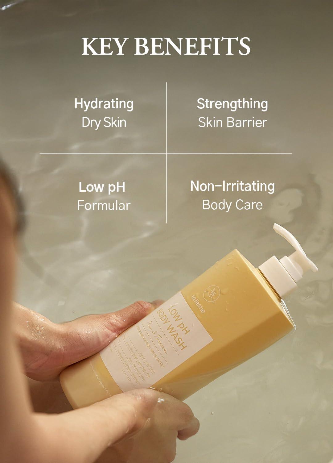 laferme laferme Low pH balanced Gentle Korean Body Wash with Natural & Organic Ingredients, Hypoallergenic for Sensitive Skin, Moisturizing & Hydrating for Dry Skin, For Women & Men, 33 Fl Oz, Pear & Freesia