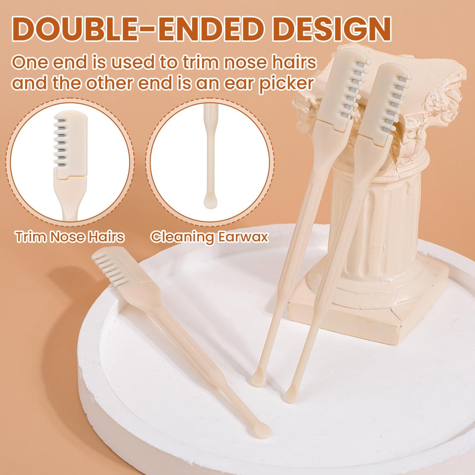 JIEYAO JIEYAO 3 Pcs 2-in-1 Nasal Hair Cutter, Nose Hair Trimmer for Men Women, Manual Rotary Nose Hair Cleaner Portable Nostril Hair Remover Tool with Ear Picker Double Sided Nose Hair Clipper