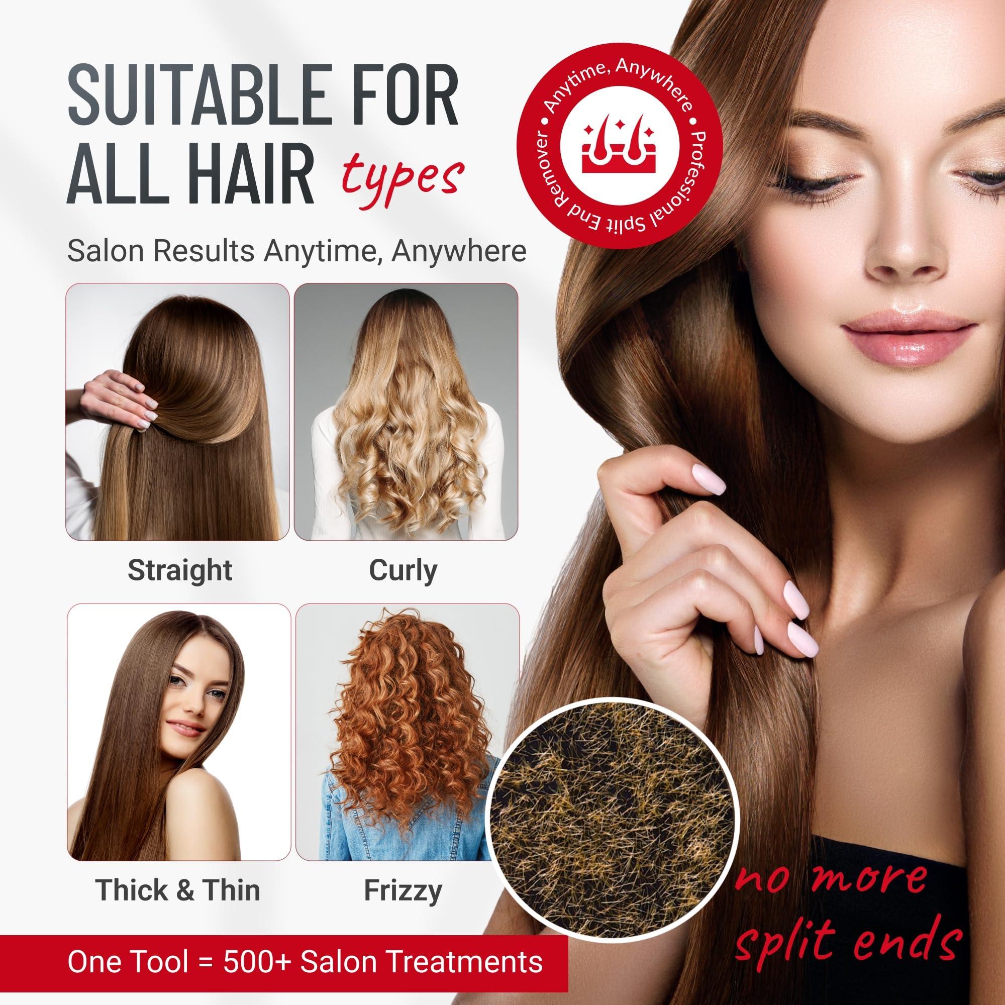 Split-Ender Split Ender Pro 2 - The Original Cordless Split End Hair Trimmer Automatic Rechargeable Home Tool Hair Clipper 2-in-1 for Dry Damaged Splitting Broken Brittle Straight Curly Frizzy Beauty - Red