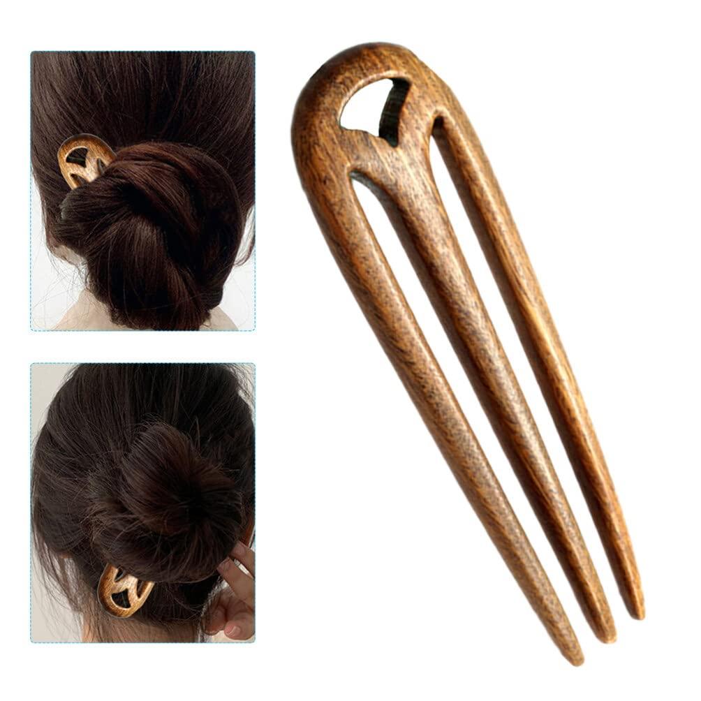 Lurrose Lurrose Hair Chopsticks Hair Forks 3 Prone Hair Pin 3- prong Hair Fork Wooden Hair Stick Wooden Hair Hair for Buns Hair Pin Hair Accessories Wood Hair Fork French Hair Stick Womens Hair Clips