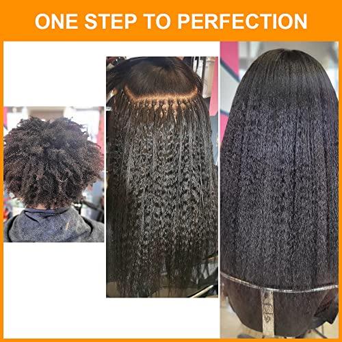 N NIAWIGS Kinky Straight Micro Link Extensions Hair Human Hair Niawigs Micro Links Hair Extensions for Black Women 100 Strands Micro Loop Human Hair Extensions 12 Inches 70G Natural Black