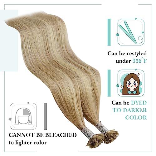 YoungSee YoungSee U Tip Hair Extensions Highlight Golden Blonde and Medium Blonde U Tips Extensions Human Hair Blonde Utip Hair Extensions Blonde Hot Fusion Hair Extensions Human Hair for Women 16In 1G/S 50G