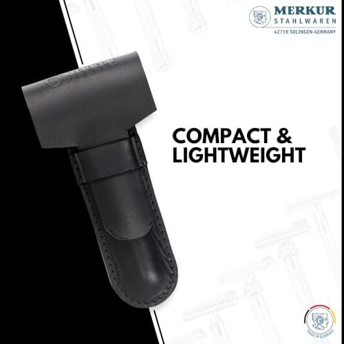 MERKUR MERKUR Leather Razor Case - Black Cowhide, Fits All MERKUR Razors Except 24001, Up to 110 mm
