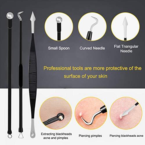 Boxoyx Pimple Popper Tool Kit - Boxoyx 10 Pcs Blackhead Remover Comedone Extractor Kit with Box for Quick and Easy Removal of Pimples, Blackheads, Zit Removing, Forehead,Facial and Nose (Black)