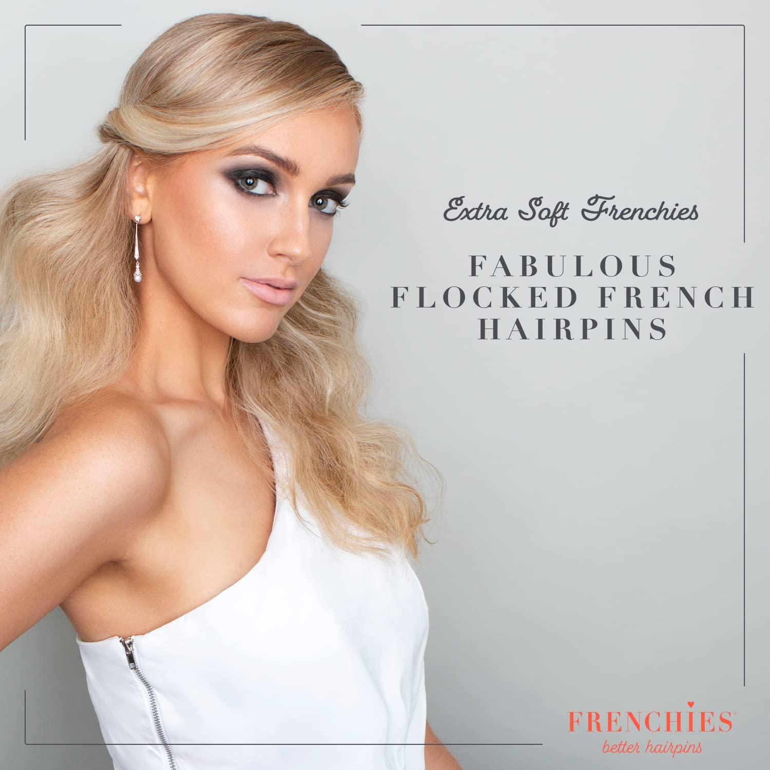 Frenchies Frenchies French Twist Hair Pin, Ultra Flocked Extra Soft French Hair Pins for Women, Wedding, Updo Extensions, or Wig, 100 Count, Blond, Small (2 inch)