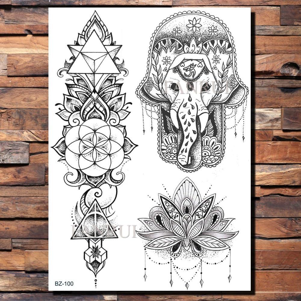 Generic Ganesha Elephant Black Henna Temporary Tattoo Sticker Mehndi Hamsa Hand Tatoo Waterproof Body Art Arm Tattoo Diy