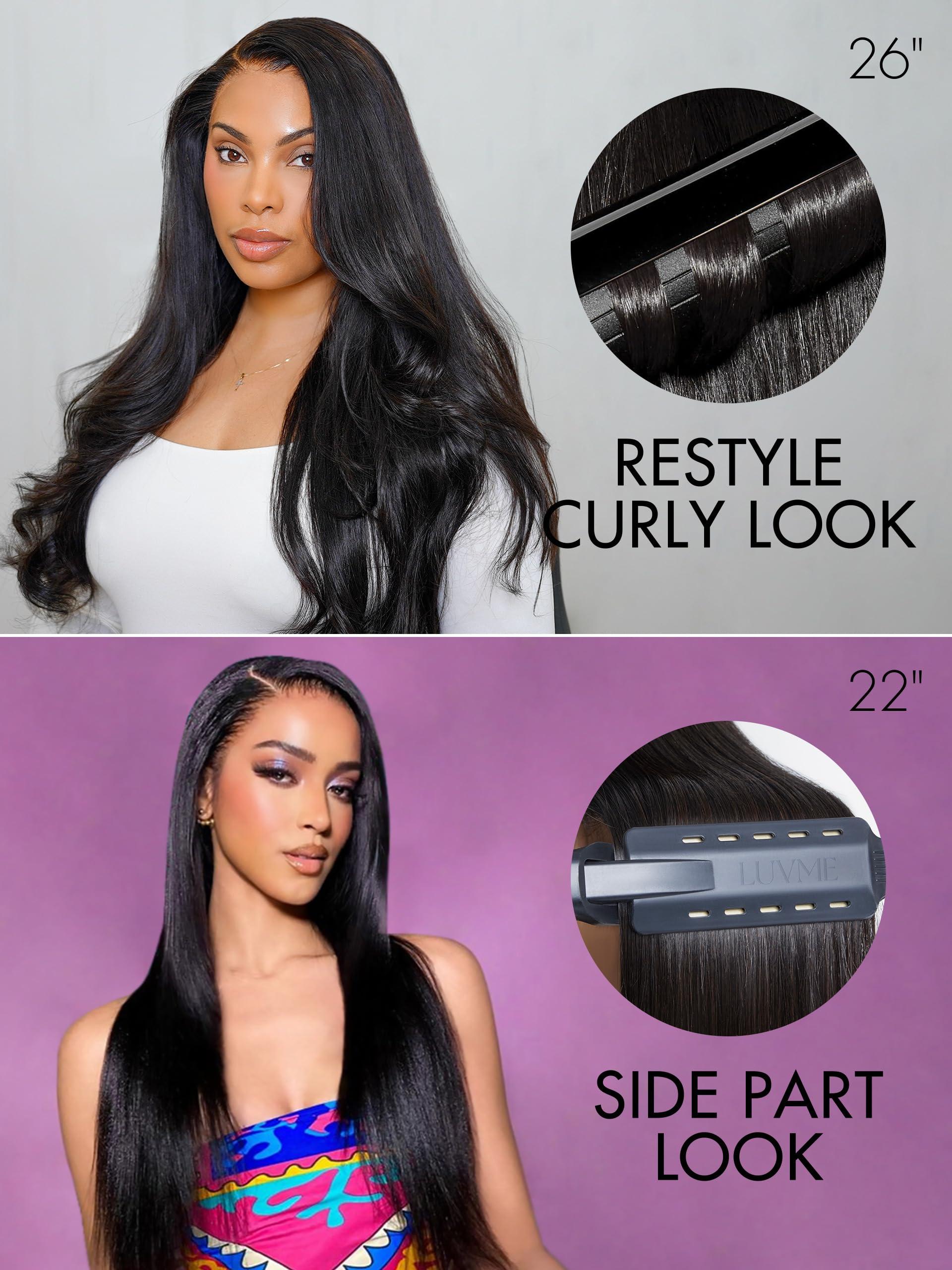 LUVME HAIR LUVME HAIR 13x4 Lace Frontal Human Hair Wigs Glueless Long Silky Straight Narutal Black Ready To Go Wig Precut Lace Pre-plucked Middle Part 26 Inch