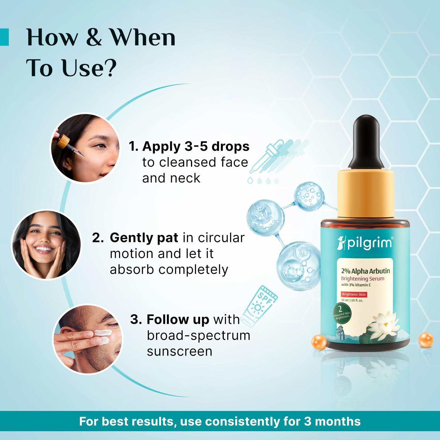 Pilgrim Pilgrim Korean Vitamin C Face Serum | with 2% Alpha Arbutin & Blueberry | Anti Aging Facial Serum | Reduce Dark Spots | Improves Skin Tone & Texture | 1.01 Fl Oz/30ml