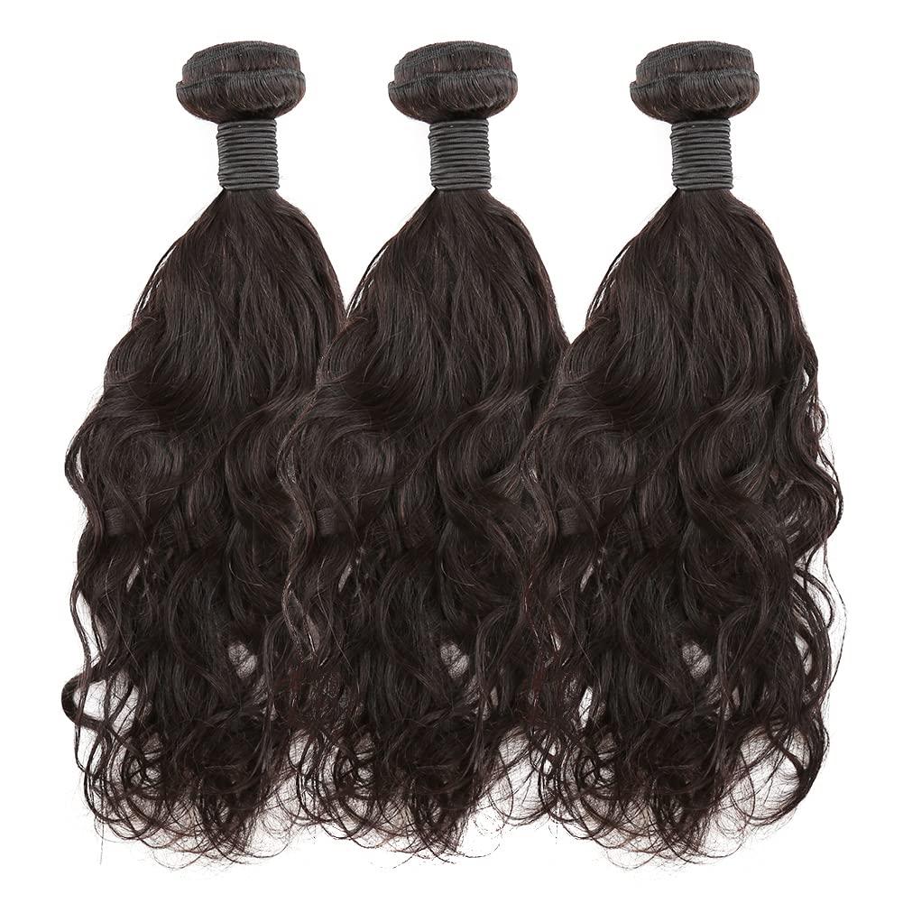 sent hair Sent Hair Human Hair 3 Bundles 8A Natural Wave Weave Double Weft Brazilian Virgin Hair 100% Unprocessed Bundle Hair Extensions 16\"18\"20\"Natural Color Bundles