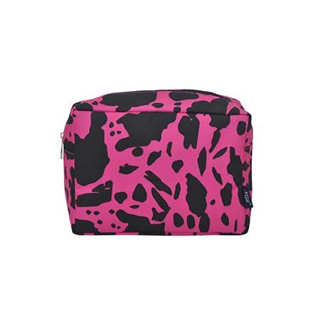 NGIL NGIL Makeup Bag for Women, Cute Cosmetic Bag, Lightweight Toiletry Make up Bag, Large Aesthetic Organizer Storage Pouch for Girls, Large Pouch, Toiletry Pouch (Hot Pink Cow- Hot Pink)
