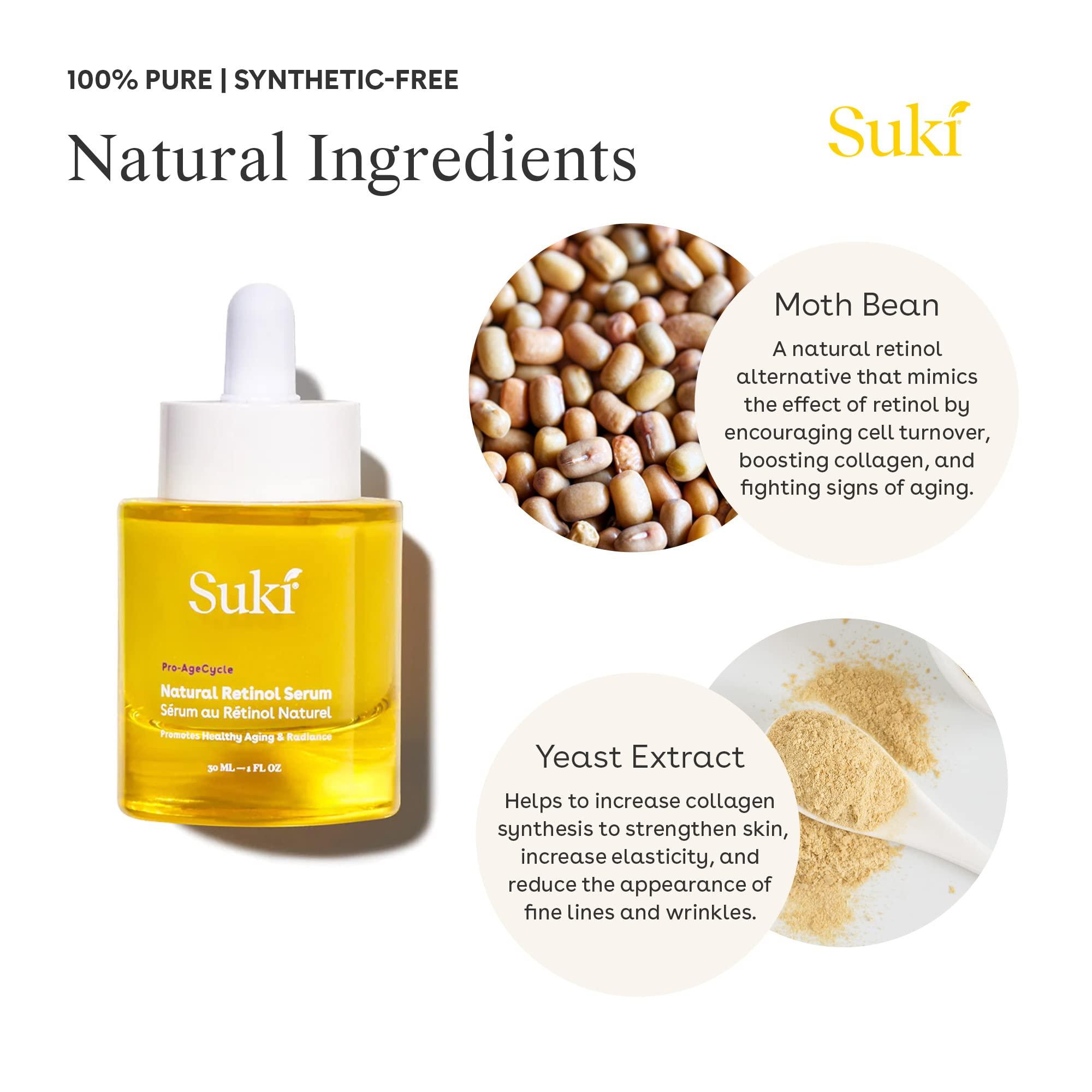 Suki Natural Retinol Serum for Face  Radical Results Skin Resurfacing Retinol Serum for Day & Night Care with Rose Extract, Vitamin C, Collagen - Anti Wrinkle Serum to Brighten, strengthen, Tone 1oz