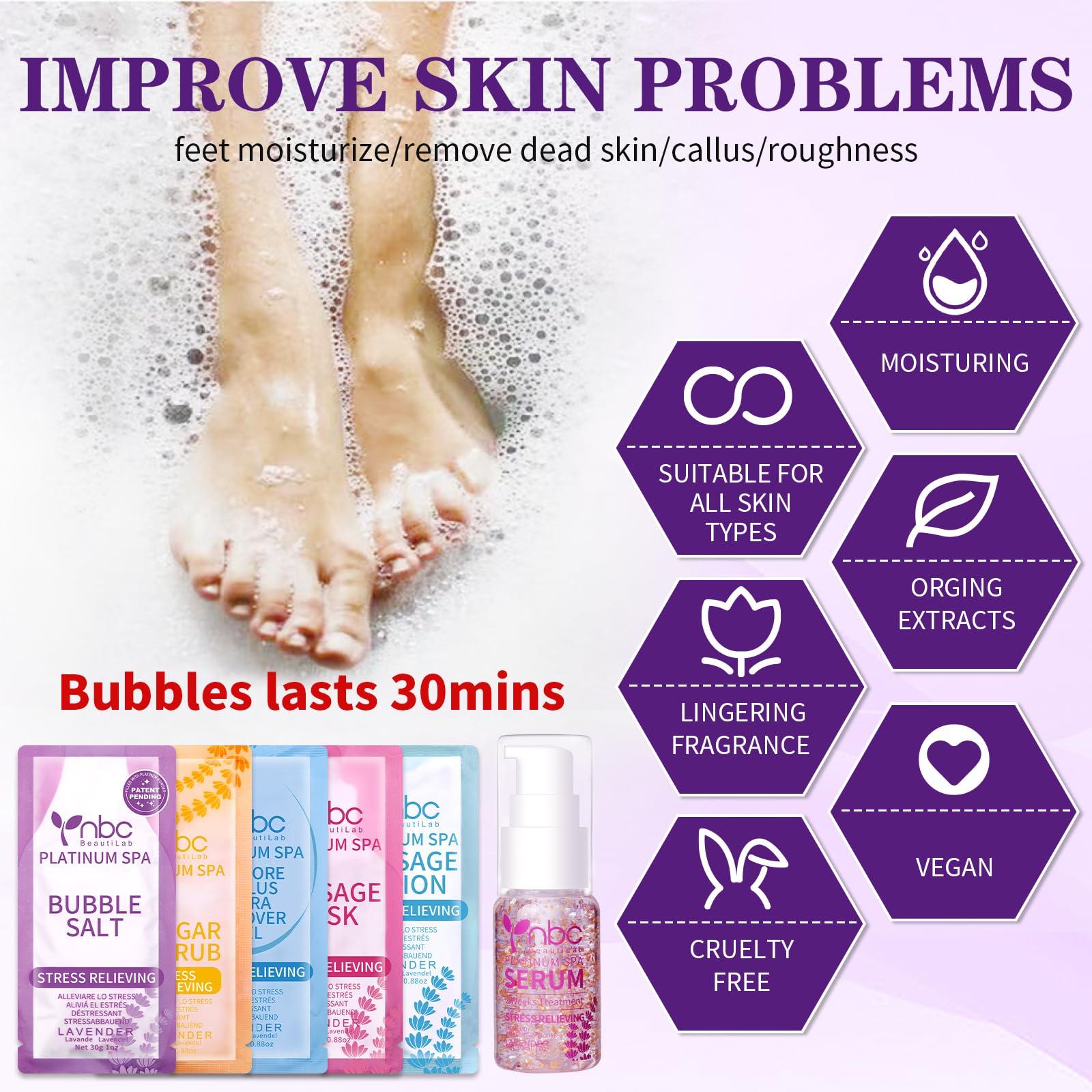 nbc BeautiLab nbc BeautiLab Pedicure Foot Soak Set - Upgraded 6 in 1 Foot Spa, Foot Bath Spa, Pedicure Kit for Tired & Dry Cracked Feet, Athletes Feet, Bad Odor, Softens Calluses (3 Set Lavender)