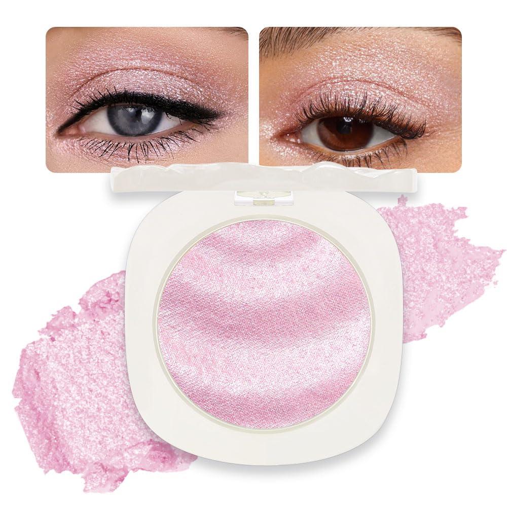 CAKAILA Single Glitter Shimmer Pink Light Purple Eyeshadow,Bright High Pigment Intense Monochrome Eye Shadow,Buildable Sparkly Eye Glitter Shimmer Finish,24 Hour Eye Makeup Longwear Waterproof,Blendable