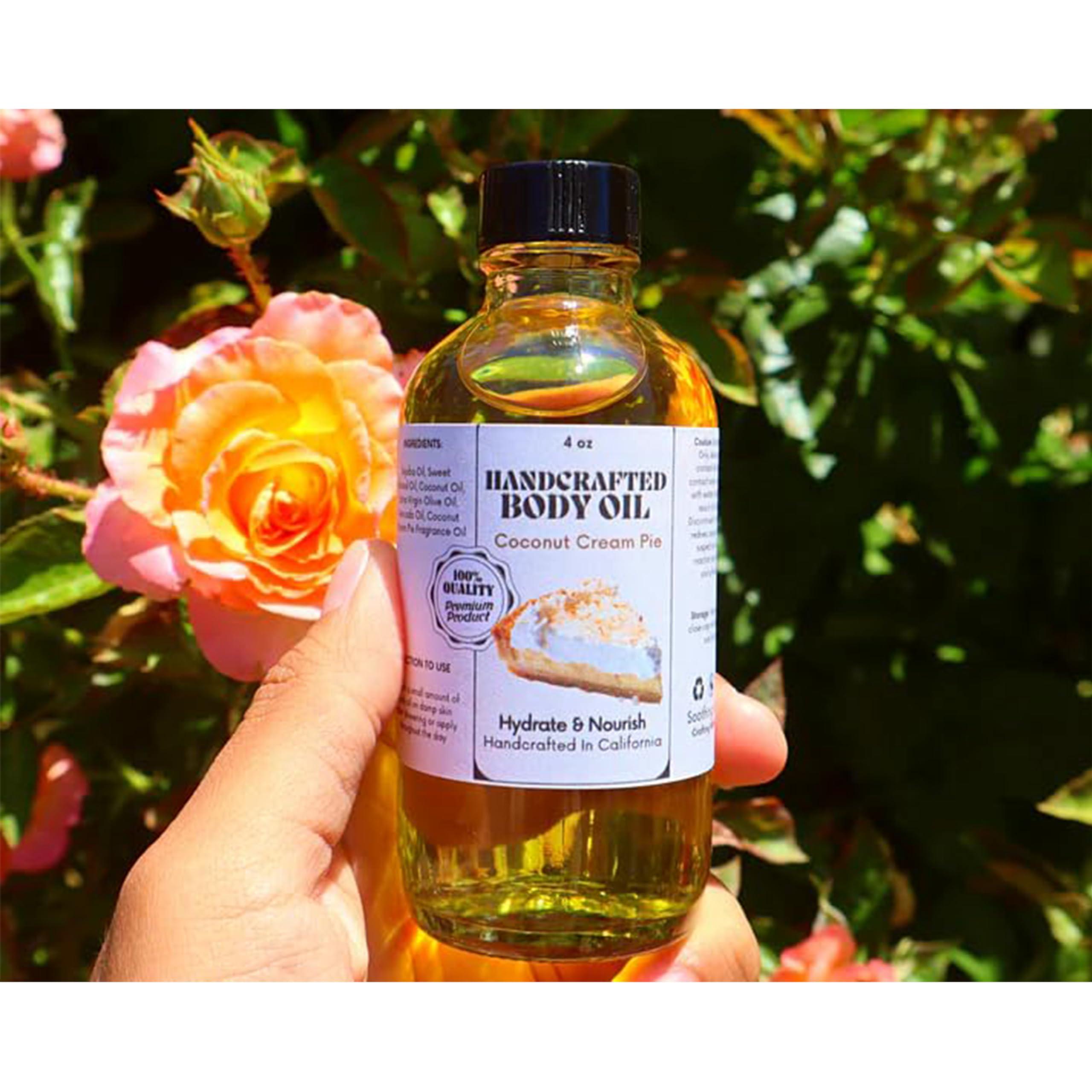 Zlinib Zlinib Coconut Cream Pie Body Oil, Vanilla Body Oil, 60 Ml Body Juice Oil, Handcrafted Body Oil Coconut Cream Pie, Hand Crafted Body Oil, Moisturizing Body Oil for Women (A)