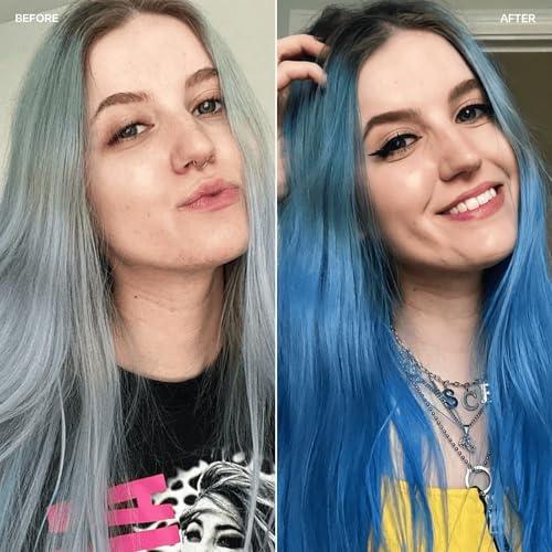 oVertone oVertone Haircare Color Depositing Conditioner - 8 oz Semi Permanent Hair Tint with Shea Butter & Coconut Oil - Vibrant Blue, Vegan, Cruelty-Free