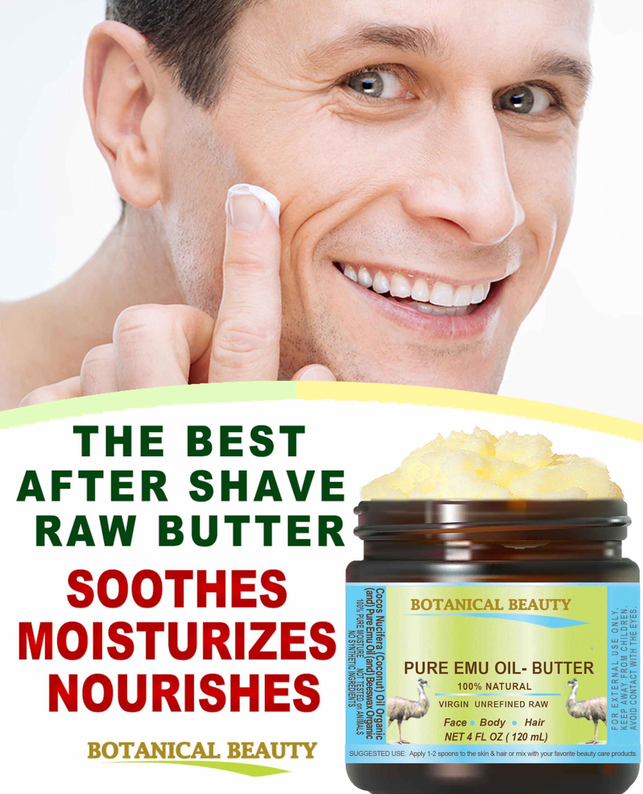 Botanical Beauty PURE EMU OIL BUTTER 100% Natural RAW VIRGIN UNREFINED for FACE, BODY, HANDS, FEET, NAILS, HAIR and LIP CARE 8 Fl. oz. - 240 ml by Botanical Beauty