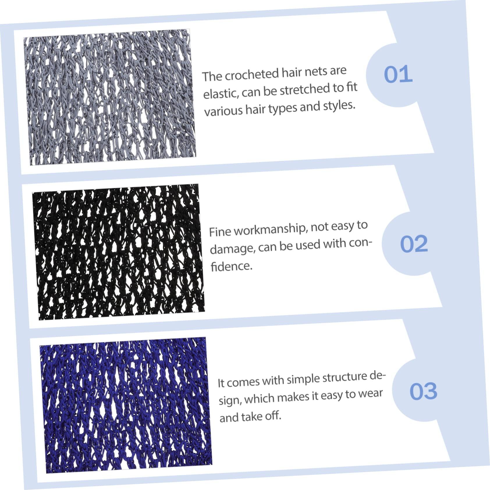Beatifufu Beatifufu 3Pcs Mesh Crochet Hair Nets for Women Sleep Bonnet Hair Nets for Women Night Sleep Hair Caps Elastic Fit Protect Shape Hair Black Grey Navy