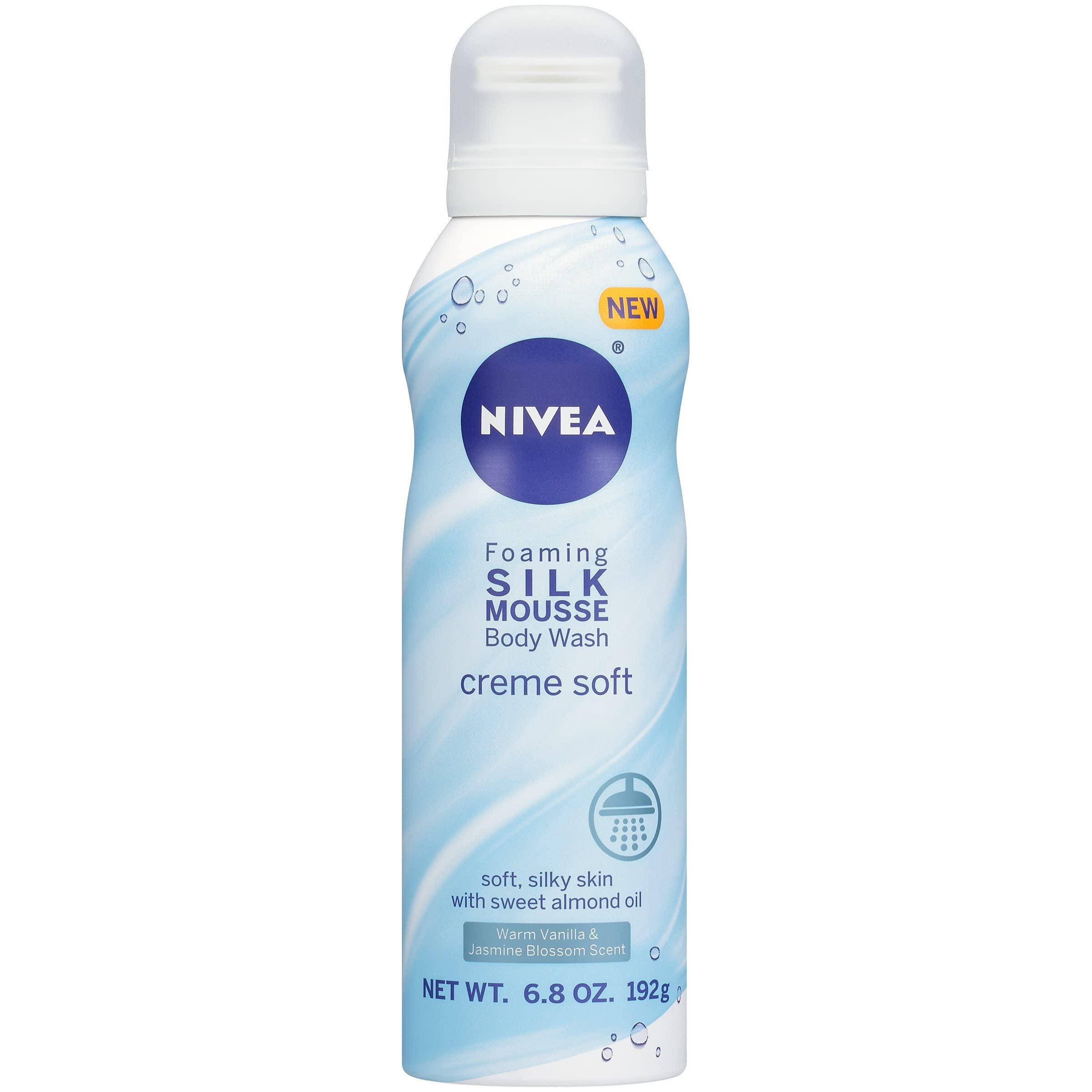 NIVEA Nivea Creme Soft Foaming Silk Mousse Body Wash, Vanilla and Jasmine Blossom, 6.8 Ounce