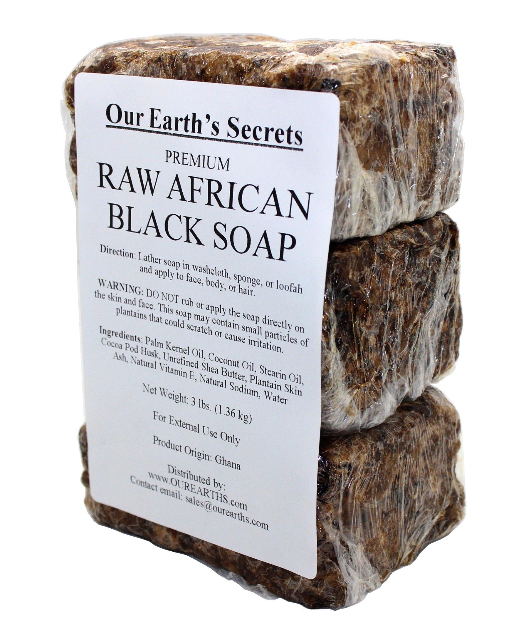 Our Earth's Secrets Our Earth's Secrets Premium Natural Raw African Black Soap, 3 Pound