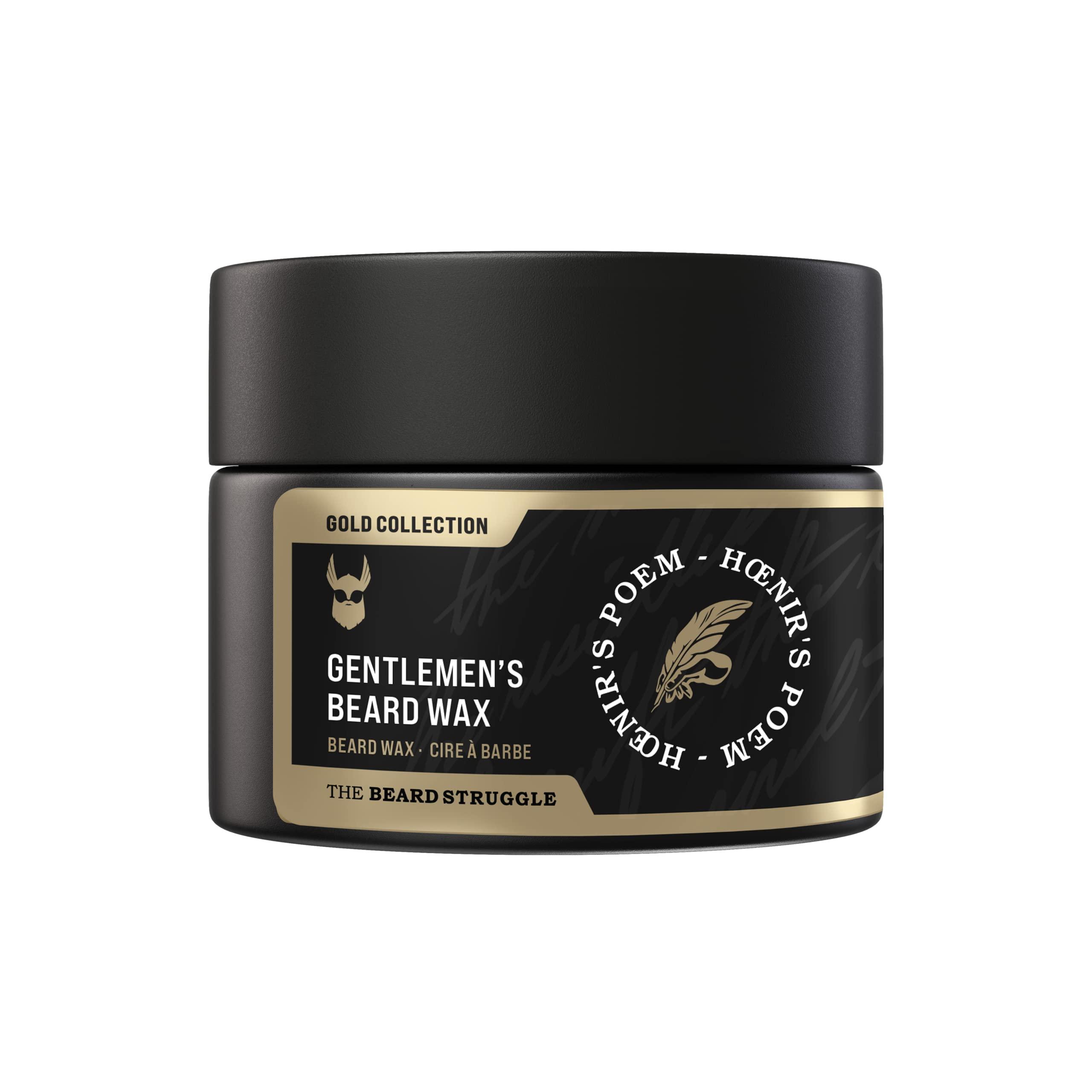 The Beard Struggle Gentlemen\'s Beard & Mustache Wax for Men by Beard Struggle - Viking Beard Wax Helps to Tame Style & Groom - Gold Collection - Hoenirs Poem - Moustache Wax, 50g / 1.76 US. oz.