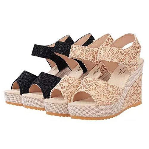 Generic Women\'s Ladies Platform Wedges Heel Sandals Floral Flower Lace-up Shoes Footwear Sandals Shoes Women Nine