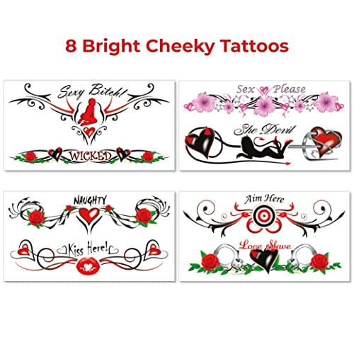 Sovereign-Gear 8 Extra Large Kinky Sexy Temporary Tattoos for Women Ladies - Adult Fun for Lower Back Legs Arms Stomach
