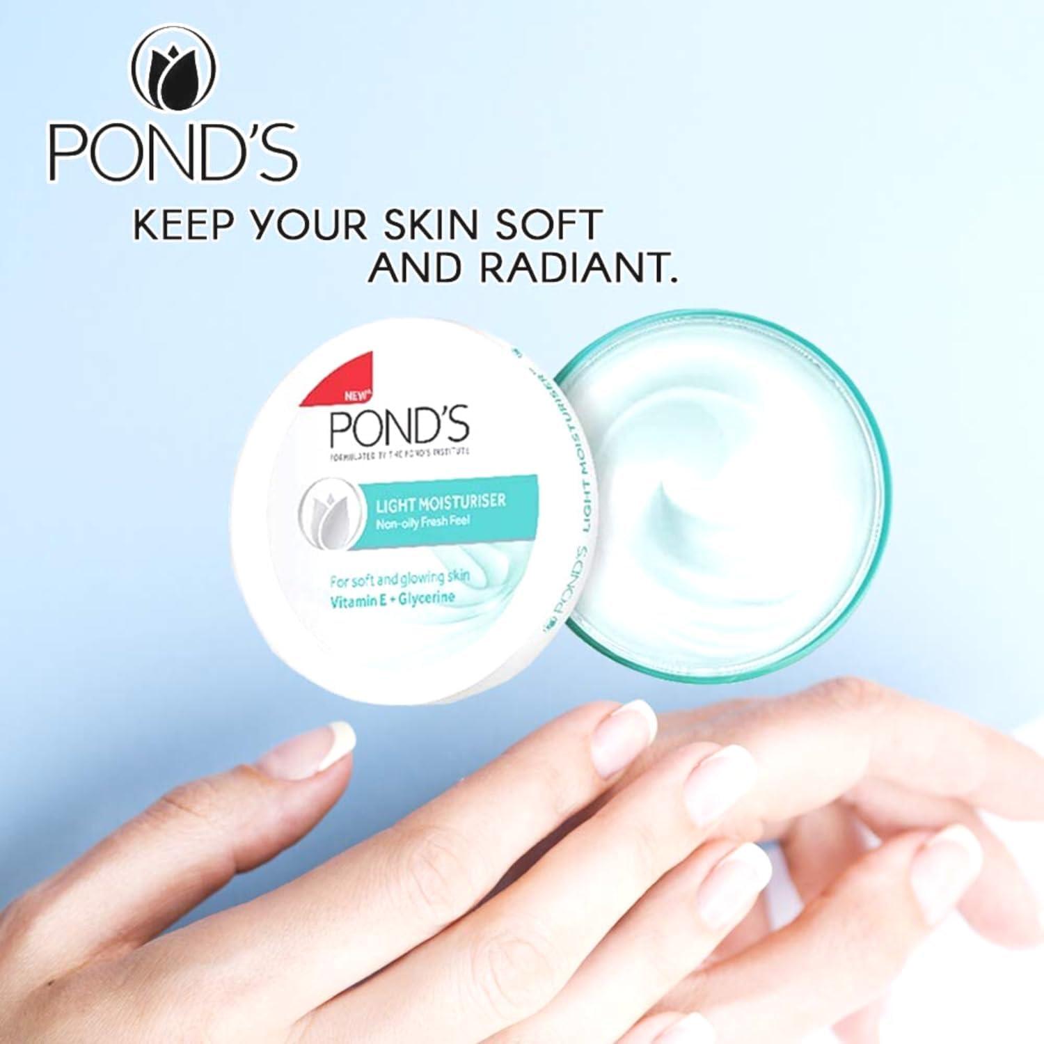 Pond\'s Pond\'s Light Moisturizer Cream, For Soft and Glowing Skin, Vitamin E, 6-Pack of 2.53 Fl Oz Each