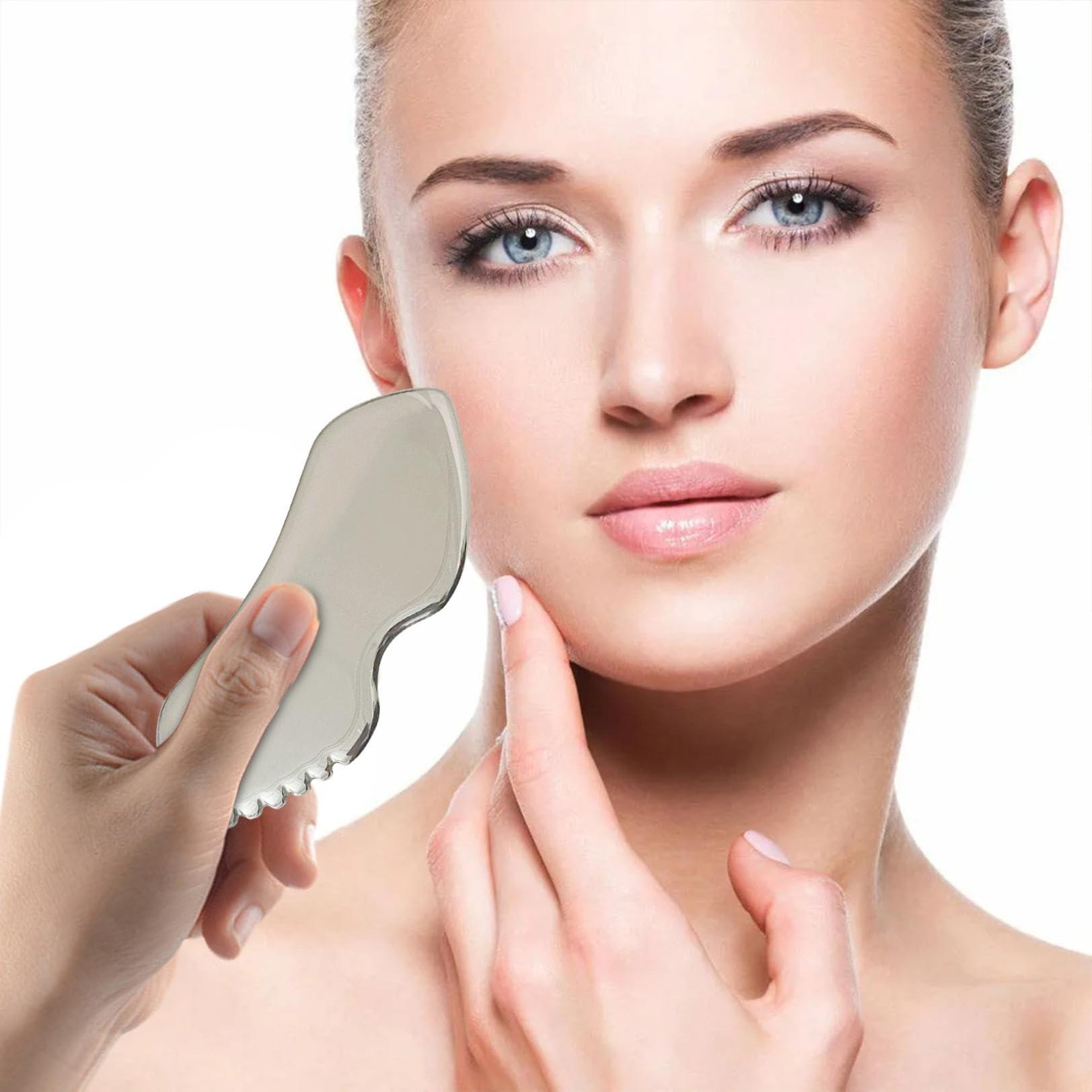 Generic Generic Gua Sha Facial Tools Stainless Steel Gua Sha for Face & Body, Skin Care Scraping Massage Tool with Comb Teeth, Metal Gua Sha Tool Tighten Skin Massage Guasha Beauty Tool (3 PCS)