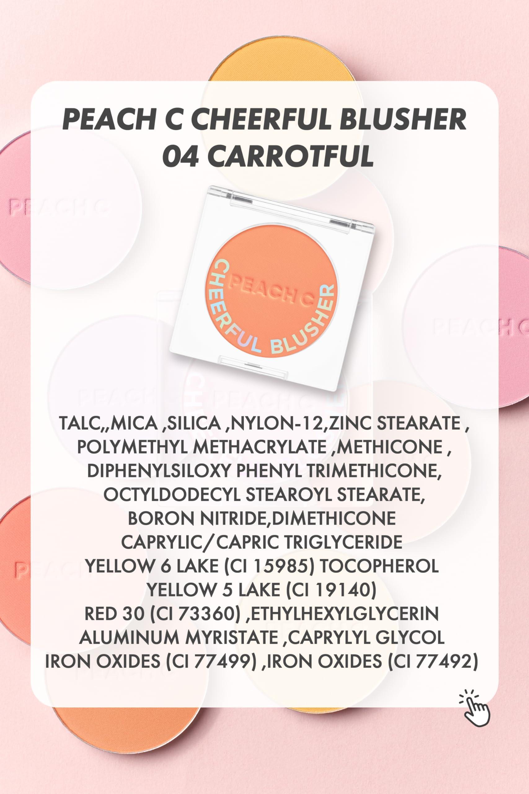 Peach C PEACH C Cheerful Blusher | Real Orange Blush for Cheeks Powder Makeup | Korean Makeup Creamy Blush Powder | Fine Pigmented Blush | Powder Compact Make Up Blush 0.14 Oz. (04 Carrotful)