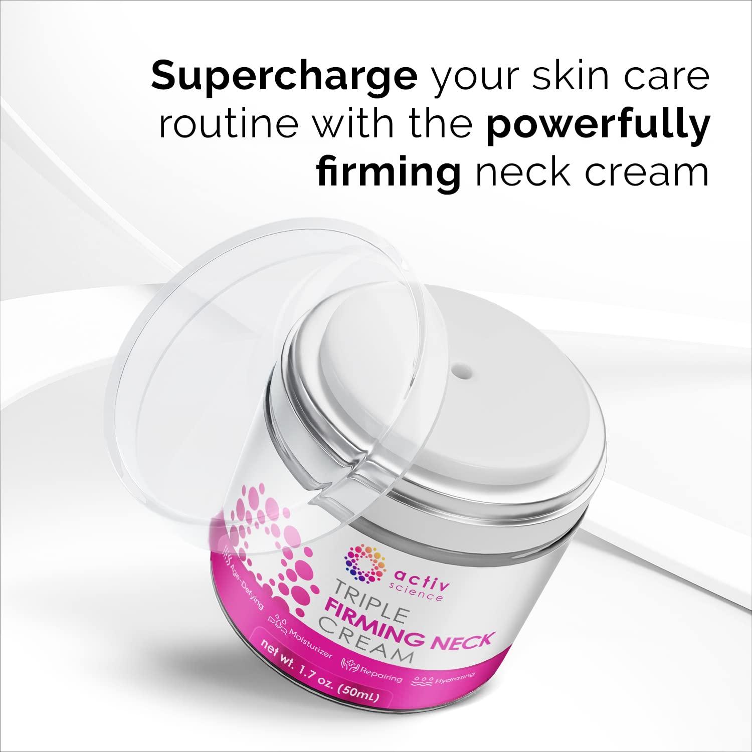 ACTIVSCIENCE ACTIVSCIENCE Neck Firming Cream - Natural Anti-Aging Facial Moisturizer with Retinol Collagen & Hyaluronic Acid - Day & Night Anti-Wrinkle Cream - Firming, Hydrating Face Cream