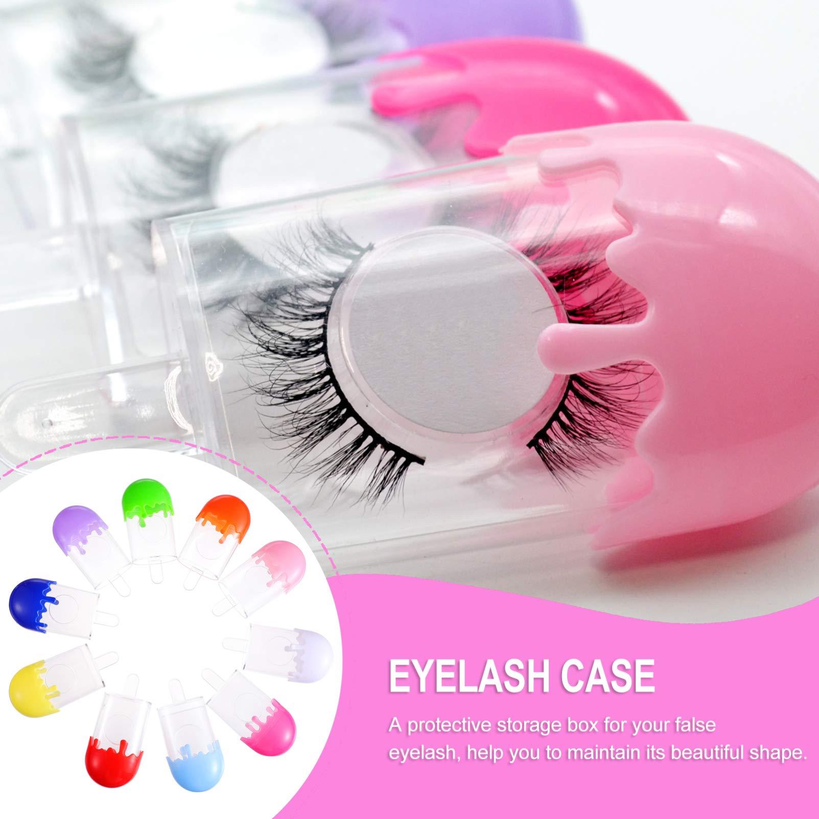 Lurrose Clear Container Eyelash Storage Boxes, 10Pcs Lovely Ice Cream Shaped Empty False Lashes Packaging Case Fake Eyelash Container Storage Case with Clear Tray for Women Girls Travel Container