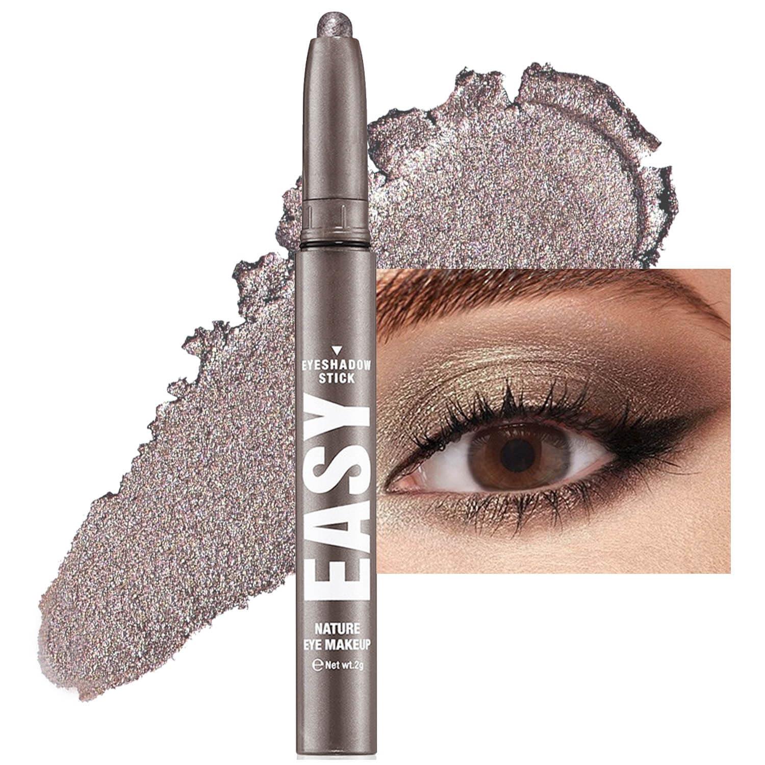 Melsintern Melsintern Grey Eyeshadow Stick Makeup,Matte Cream Eye Shadow Pencil,High Pigmented Crease-proof Glitter Eye Shadow Brightener Stick,Waterproof Long Lasting Eye Highlighter Crayon Eyeliner