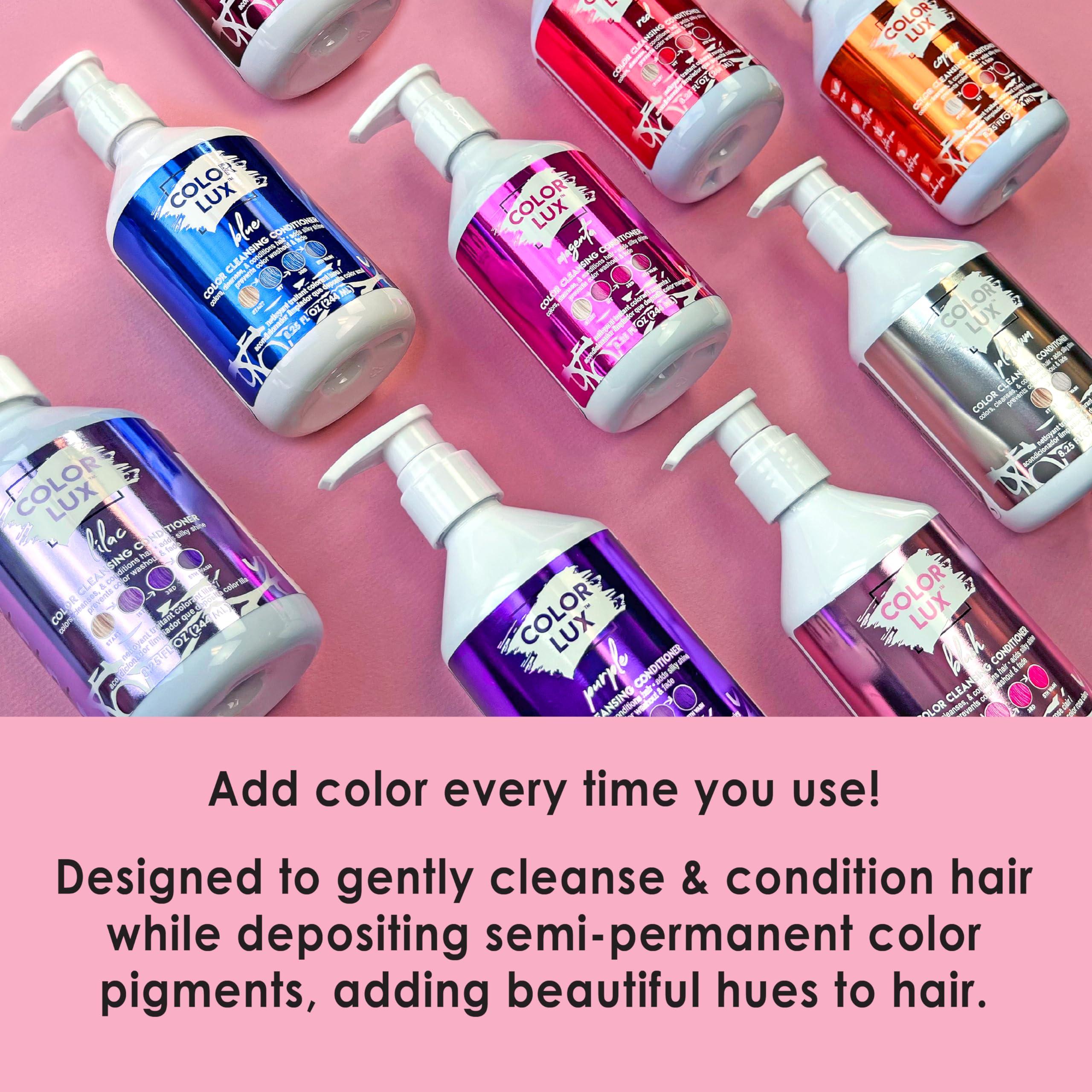 Color Lux Color Lux Color Cleansing Conditioner, Sangria, 3-in-1 Buildable Color Depositing Formula, Vegan, Sulfate-Free, Paraben-Free, 8.25 oz