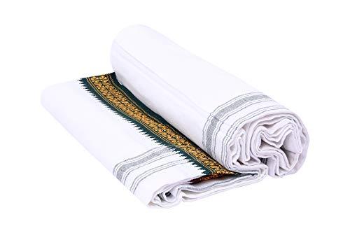 Generic Men\'s Cotton Handloom Lungi (White, 2 m) By Indian Collectible